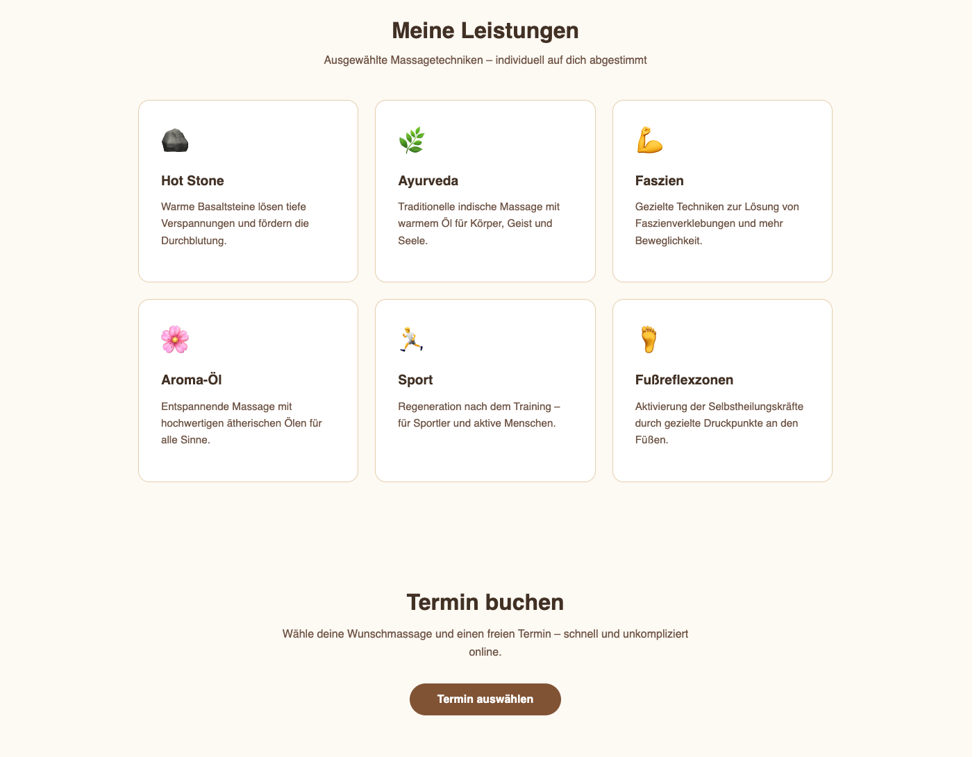 Mobile Massage – Agent-ready Webpräsenz Screenshot 2